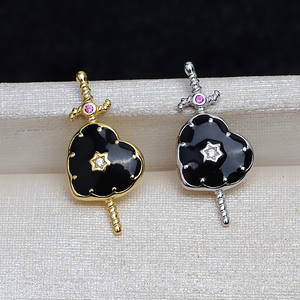 Abalorio de Plata S925 Hecho a Mano con Forma de Espada y Corazón, Accesorios de Espada Grande, Estilo Barroco, para Joyería DIY, Componentes Versátiles - Product Image 1