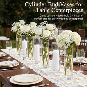 Vases cylindriques <span class=keywords><strong>en</strong></span> <span class=keywords><strong>verre</strong></span> <span class=keywords><strong>transparent</strong></span> de 1,77 x 7,48 pouces, petits vases pour décoration de table de mariage, pour une seule rose, vases <span class=keywords><strong>en</strong></span> gros - Product Image 4
