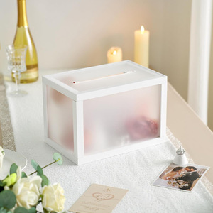 Transparent Wooden <b>Wedding</b> Storage <b>Box</b> Rectangular With Cover For <b>Cards</b> And Gifts - Product Image 2