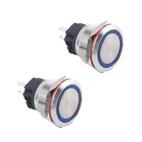 Interrupteur à bouton-poussoir momentané LED 22 mm 24 V 220 V électronique 1NO en acier inoxydable IP67/IP65 étanche pour contrôle industriel