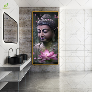 Resplendent Crystal Porcelain Showcase High End Water Crystal Porcelain <strong>Painting</strong> <strong>Buddha</strong> Statue Lotus with LED Light - Product Image 6