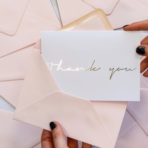 Thank You Cards Gold Foil White with Envelope Birthday Wedding Small Business Good Quality Custom Gift Jewelry Cards - Product Image 4