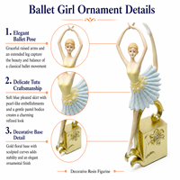 Modèle de ballerine en résine tendance, ornement décoratif d'intérieur artistique et créatif, finition aérographe, style mode, personnalisable