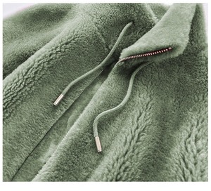 Sweat-shirt cardigan en polaire double face épais pour <span class=keywords><strong>femme</strong></span>, style Ins, hiver, <span class=keywords><strong>crochet</strong></span>é, chaud, col montant, fermeture éclair, <span class=keywords><strong>veste</strong></span> en polaire - Product Image 6
