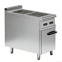 Cuisinière électrique commerciale à 2 brûleurs avec armoire, cuisinière électrique en acier inoxydable pour la cuisson, brûleur à induction pour hôtel