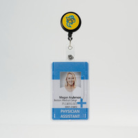 Porte-badge d'identification rigide transparent en plastique populaire, durable, avec fente latérale pour carte, pour lanières, vente en gros usine