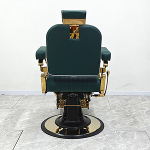 Sillón de Barbería Hidráulico Vintage, Ajustable, para Corte de Cabello, Tapizado en Verde, Reclinable, con Reposapiés - Product Image 2