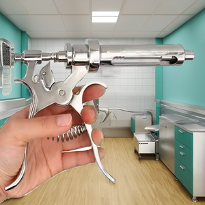 Jeringa de Inyección Continua Semiautomática Ajustable de Acero Inoxidable de 10 ml, 5 Niveles para Veterinaria y Ganadería - Product Image 2