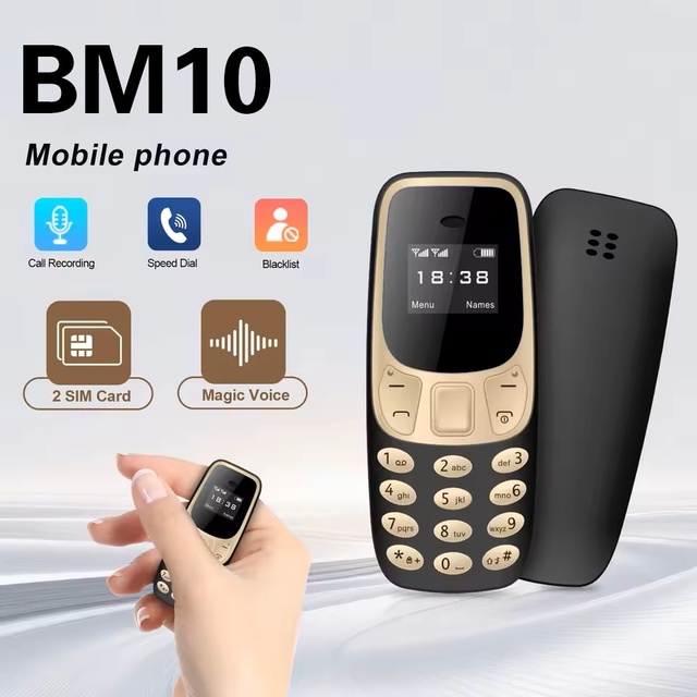 BM10 Mini Mobile Phone Dual SIM Dual Standby Button Multi-language Straight-bar Seniors GSM MediaTek Factory Price No Camera No