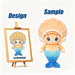 Couette en peluche super douce Leehom OEM personnalisée, motif sirène <span class=keywords><strong>de</strong></span> dessin animé, avec adorable coiffe en forme <span class=keywords><strong>de</strong></span> coquillage, thème océan, logo brodé personnalisé - Product Image 1