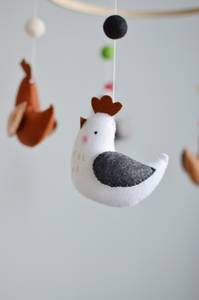 Accesorios para habitación de bebé, animales suaves neutros, granja, pollo, bolas de lana de fieltro, cama, cuna, móviles para bebé - Product Image 2