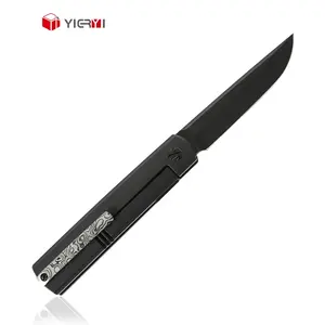 Cuchillo plegable negro de alta dureza personalizado M390, cuchillo plegable de supervivencia de acero, cuchillo de bolsillo EDC para exteriores con mango de titanio
