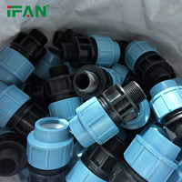 Conexiones de tubería de plástico de alta calidad IFAN, codo de manguera HDPE de 20-110 mm, conexiones de compresión PP, conexiones HDPE para suministro de agua