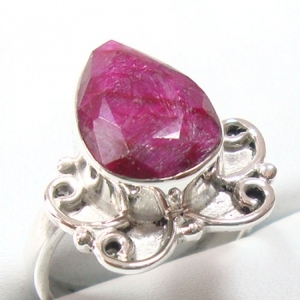 Anillo de piedra de lágrima hecha a mano de Plata de Ley 925 de cuarzo rubí rojo para niñas anillo de piedras preciosas Rosa vermeil de eternidad - Product Image 2