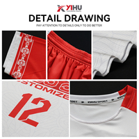 Seragam Sepak Bola Merah Sublimasi Custom Jersey Sepak Bola Dewasa Dengan Nama dan Nomor