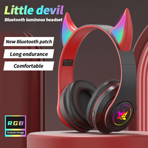 Lampe Flash mignon chat oreilles casque sans fil jeu diable corne casque avec lumière LED casque pour ordinateur <span class=keywords><strong>Gamer</strong></span> - Product Image 2
