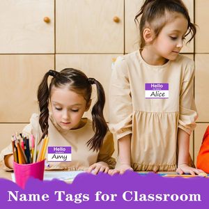 200 Etiquetas de Papel Rectangulares Laminadas con Nombre, Pegatinas Adhesivas Moradas con la Frase 'Hola, Mi Nombre Es', para Oficina/Escuela/Profesores/Correo (35" X - Product Image 5