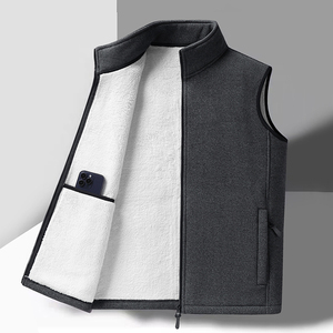 Gilets thermiques décontractés pour hommes, coupe-vent en polaire avec fermeture éclair, col rabattable respirant, vêtements - Product Image 5