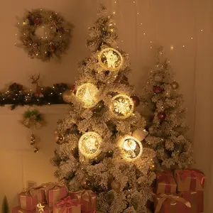 Новогодний светодиодный Рождественский колокольчик Санта-лось 3d акриловые подвесные светильники для окон украшения 2023 рождественские огни