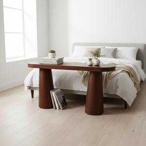 Modern Minimalist Solid Wood Oval Entryway <strong>Console</strong> <strong>Table</strong> Storage Handmade <strong>Rustic</strong> Natural Wood Sofa Side <strong>Table</strong> for Living Room - Product Image 5