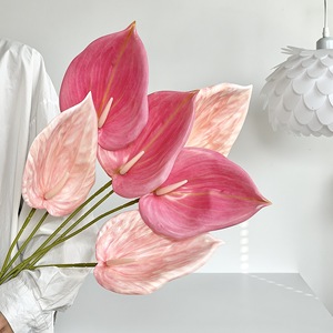 Flor Artificial de Anturio, Rama Individual, PVC Suave, Alta Simulación, Estilo Tropical, Decoración para Bodas - Product Image 1