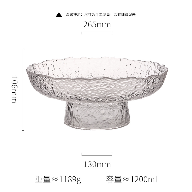 Transparent, chilled fruit platter with stems (large)