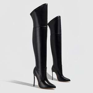 Bottes cuissardes pour femmes en PU à bout pointu, talon aiguille, tailles 35-42 - Product Image 5