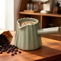 Tasse à mesurer en céramique pour expresso 200 ml, pichet à café côtelé avec bec verseur en V pour mousse de lait et latte