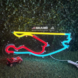 Luces de Neón de la Pista de Carreras F1 de <span class=keywords><strong>Miami</strong></span>, 5.412KM, Multicolor, Decoración de Pared para Cuarto de Hombre, Regalo para Fanáticos de las Carreras - Product Image 3
