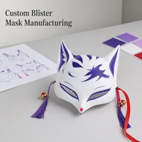 Masque de cosplay intégral en plastique Kitsune Fox Yokai violet pour Halloween et remise des diplômes - Écologique et imperméable