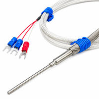 Sensor de Temperatura RTD PT100, Sonda Blindada de Acero Inoxidable de 3 Cables para Medición de Temperatura en Calderas Industriales, Hornos y Tuberías