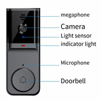 Sonnette vidéo intelligente 1080P, caméra sans fil alimentée par batterie, interphone audio bidirectionnel, vision nocturne, carte SD 64 Go, utilisation domestique, moderne