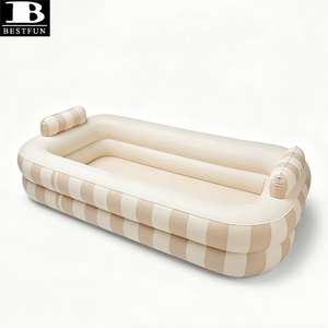 Piscine <span class=keywords><strong>gonflable</strong></span> <span class=keywords><strong>rectangulaire</strong></span> beige en PVC épaissi, avec rayures, transat <span class=keywords><strong>gonflable</strong></span> avec appui-tête, pour la famille, extérieur, jardin - Product Image 6