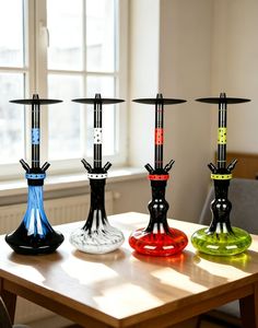 Ensemble de chicha moderne en verre, dôme noir, base multicolore, pipe à tabac pour salon, bar, fête - Product Image 6