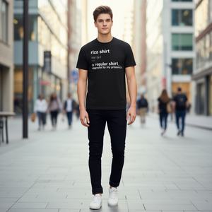 T-shirt Rizz Nera Vestibilità Regolare Humor Charisma Abbigliamento Promozionale - Product Image 3