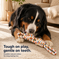 Jouet à mâcher pour chien en corde de coton tressée naturelle, couineur, écologique, coloré, pour jeux de traction interactifs et apport, pour chiens de petite et moyenne taille