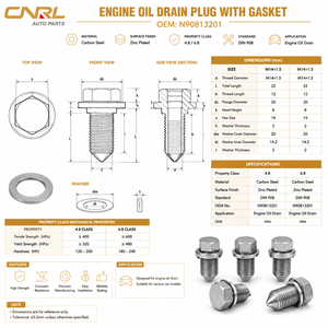 Rondelles de bouchon de vidange d'huile moteur automobile OE N90813201, zinguées, pour VW Audi <span class=keywords><strong>Golf</strong></span> RuiLi - Product Image 2