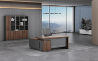 Table de bureau de direction en bois de luxe, moderne, contemporaine, durable, avec des caractéristiques de design