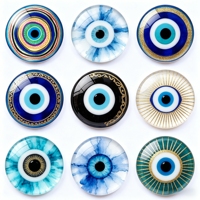 Aimant de réfrigérateur personnalisé en verre plaqué de 25 mm, motif œil turc bleu, lavable, pour les boutiques de souvenirs et la décoration intérieure