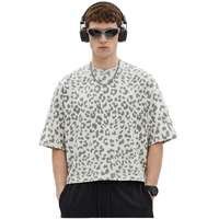 T-shirt personnalisé avec logo, imprimé léopard, 240g, coupe vintage BOXY, col rond, tee-shirt surdimensionné en coton, streetwear pour hommes, fabricant de t-shirts