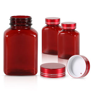 Custom Red Square PET Jar 100ml 120ml 150ml Glossy Finish with Tamper Proof Seal for Medicine <b>Packaging</b> - Product Image 6