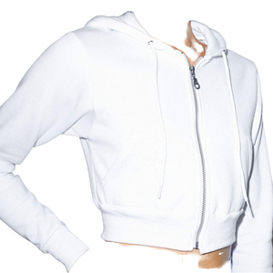 Sudadera con Capucha de Algodón 100% con Estampado de Dibujos Animados para Mujer, de Alta Calidad, con Cremallera en la Manga, Top Corto Personalizable, Venta al por Mayor, MOQ Bajo, Invierno - Product Image 1