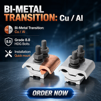 Connecteur d'alimentation bimétallique JBT-Y à deux goujons en aluminium et cuivre à rainures parallèles pour connexions de fils en aluminium, 1000V 400A