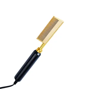Professional Pressing Electric Hot electric hair straightener combgolden metal comb