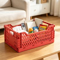 Panier de rangement pliable en plastique creux avec poignée, organisateur de bureau empilable pour le rangement des articles divers à la maison et au bureau