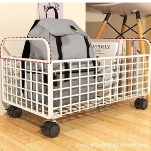 <b>Storage</b> <b>Cart</b> Metal Wire Rolling Basket With Wheels For Office Home Desk Organizer White Rectangle Floor Type Movable - Product Image 1