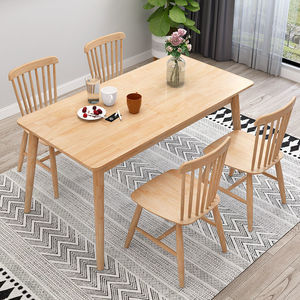 Nordic Solid Wood Dining Table Set 4 Piece Rectangular Natural Color Durable For Home Use - Product Image 3