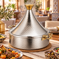 WOXIANG 30cm Pot à tajine martelé en acier inoxydable 3 couches pour ragoût d'agneau et fruits de mer mijotés