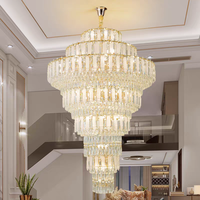 Lustre en fer de luxe à double niveau avec cristaux, hauteur réglable, LED dimmable, blanc chaud doux 2700K, IRC 90, garantie 3 ans, pour projets