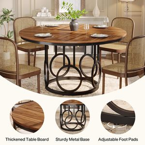 Table à manger ronde en bois SENYU avec pieds en métal, 6 places, mobilier contemporain moderne pour la maison - Product Image 3